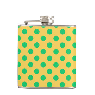 Petaca Los puntos de polka verde sobre el amarillo