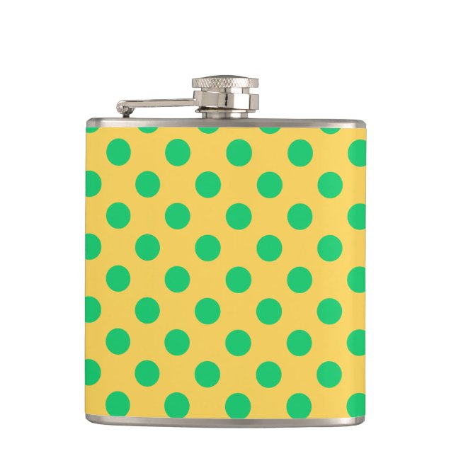 Petaca Los puntos de polka verde sobre el amarillo (Anverso)