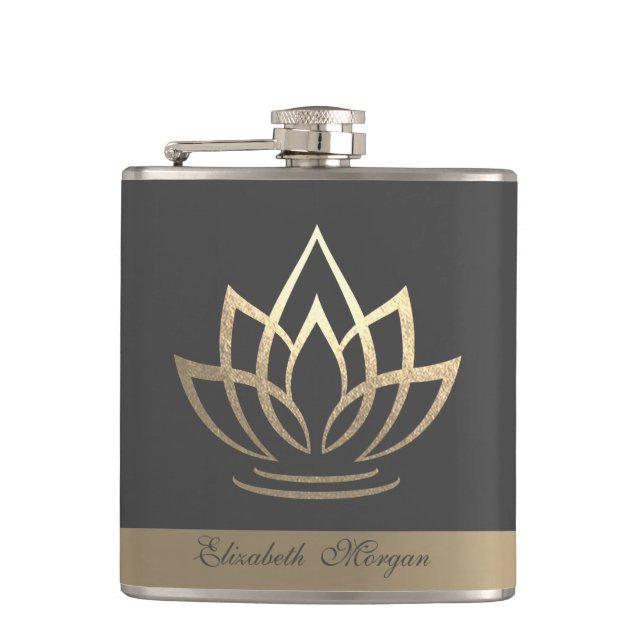 Petaca Loto de oro elegante, yoga (Anverso)