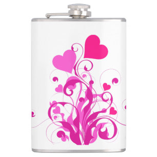 Petaca Love Heart Shapes Stainless Steel