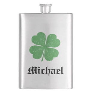 Petaca Lucky Irish shamrock /add name