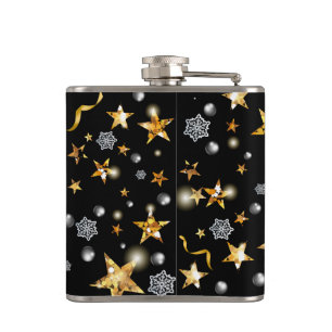 Petaca Lujo Oro y Black Star Metallic Fashion Xmas
