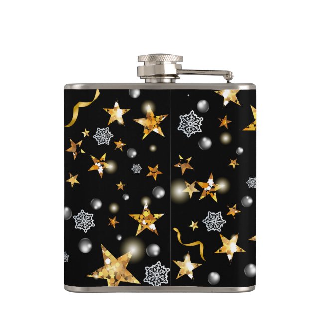 Petaca Lujo Oro y Black Star Metallic Fashion Xmas (Reverso)