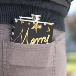 Petaca Lujo Oro y Estrellas Negras Fashion Xmas Metálico