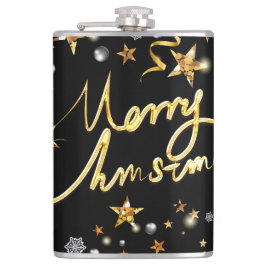 Petaca Lujo Oro y Estrellas Negras Fashion Xmas Metálico