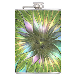 Petaca Luminoso colorido Fantasía Flor Fractal Art