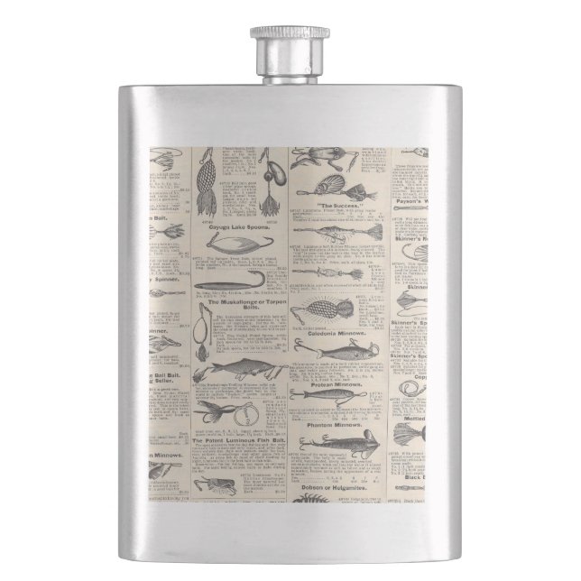 Petaca Lures de la pesca de vintage: pescador de la época (Anverso)