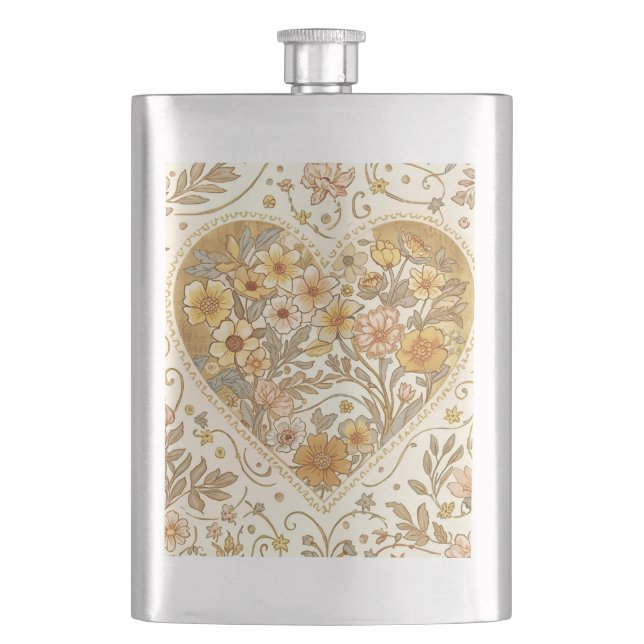 Petaca Luxury, , Beigi Gold ,Love Heart , Valentine's Day (Anverso)