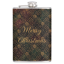 Petaca Luxury, Christmas Pattern, Gold Merry Christmas 