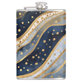 Petaca Luxury, Modern, Gold Blue Pattern,