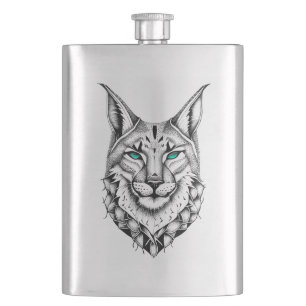 Petaca Lynx Wild Animal Nature Ilustracion Tattoo