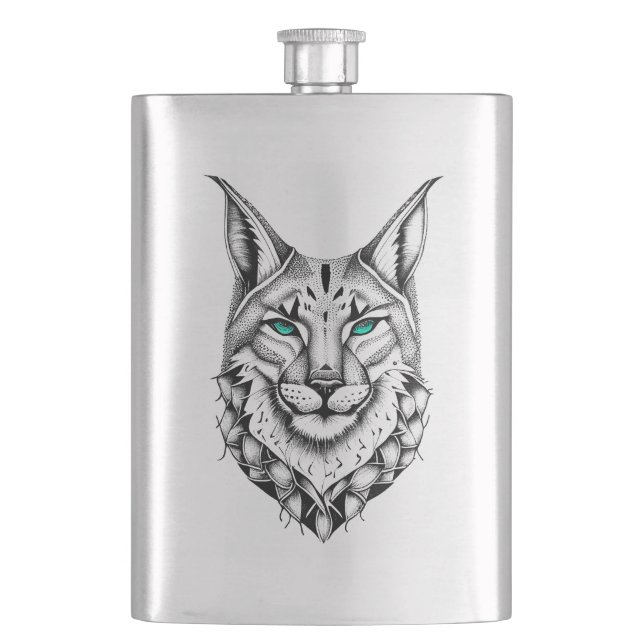 Petaca Lynx Wild Animal Nature Ilustracion Tattoo (Anverso)