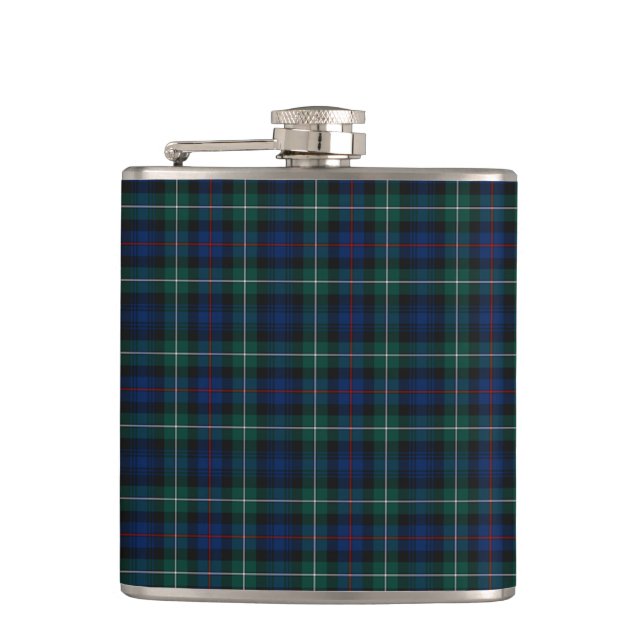 Petaca Mackenzie Clan Tartán Marina Blue and Green Plaid (Anverso)