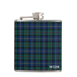 Petaca MacLeod azul y verde de Skye Clan Plaid Monograma