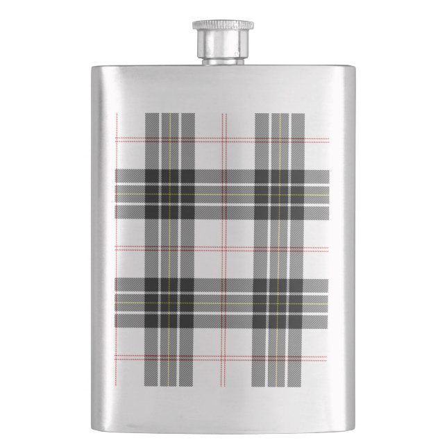 Petaca MacPherson tartan blanco negro plaid (Anverso)