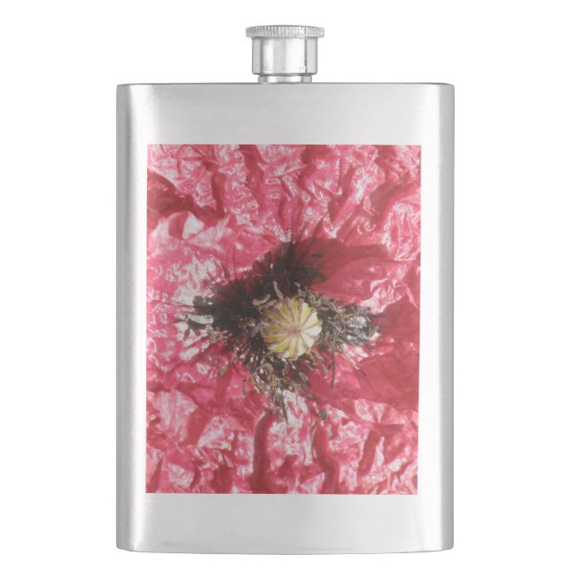 Petaca Macrometría de flor de amapola roja de bonito (Anverso)