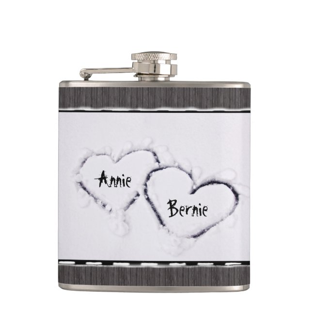 Petaca Madera gris apenada nieve blanca fresca de dos (Anverso)