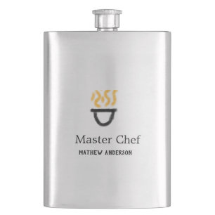 Petaca Maestro chef agregar nombre sartén negra fuego ama