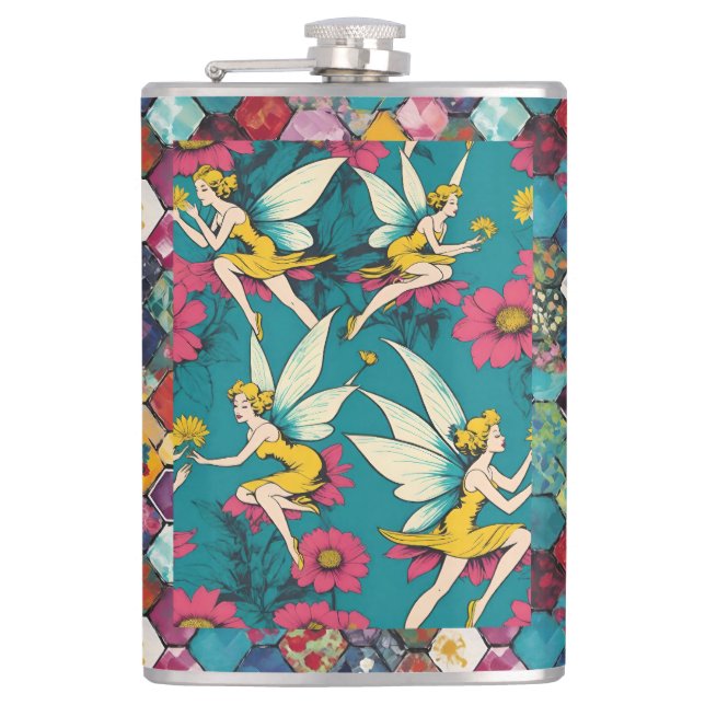 Petaca Magical Fairies And Floral Hexagon Patchwork (Anverso)