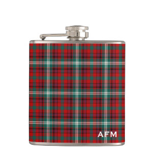 Petaca Maguire Tartan Monograma rojo brillante y verde