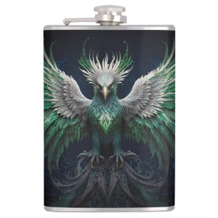 Petaca Majestuoso pájaro verde y blanco