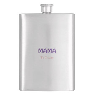 Petaca Mama feliz madres retro púrpura agregar texto nomb