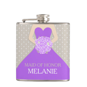 Petaca Manada de honor vestido morado llamado flask de ca