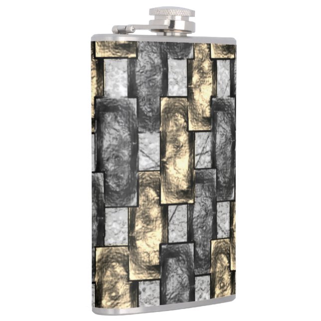 Petaca Mancha gris y dorada, trozos rectangulares tallado (Derecha)