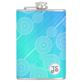 Petaca Mandalas blancas en un monograma de mezcla de arco