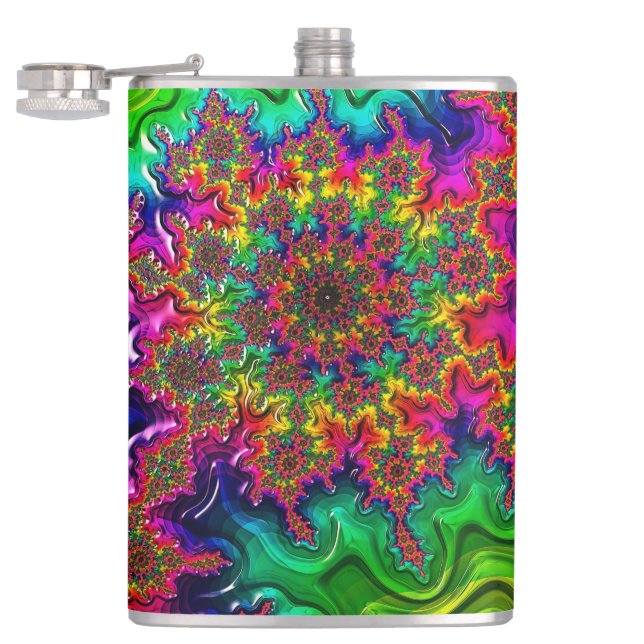 Petaca Mandelbrot Color Explosión Hip Flask (Abierto)