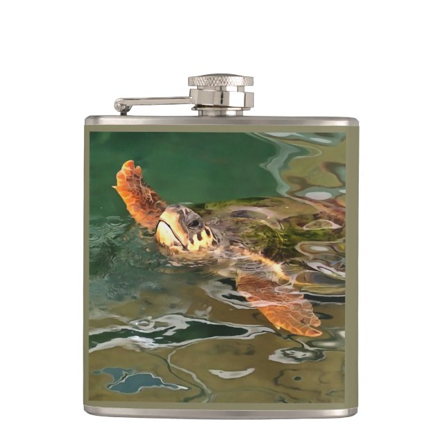 Petaca Manos Arriba Para Una Tortuga Limpia De Cabeza De  (Anverso)