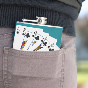 Petaca Manos de Póquer - Flush Real - Juego de Clubs