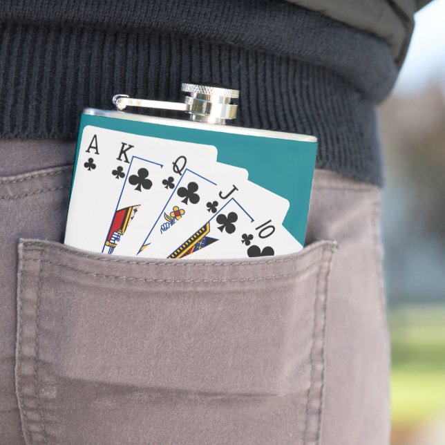 Petaca Manos de Póquer - Flush Real - Juego de Clubs (In Situ)