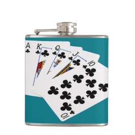 Petaca Manos de Póquer - Flush Real - Juego de Clubs