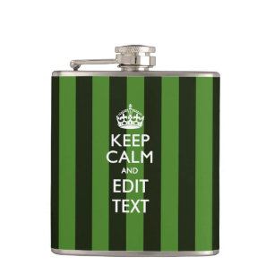 Petaca Mantén tranquilo tu texto en franjas verdes