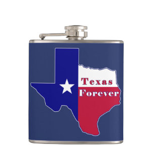 Petaca Mapa de bandera de Texas para siempre