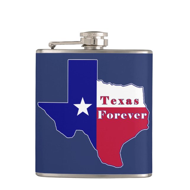 Petaca Mapa de bandera de Texas para siempre (Anverso)