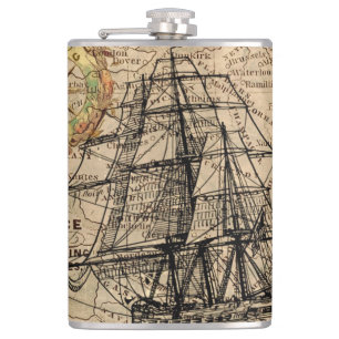 Petaca Mapa de Barcos Vintage