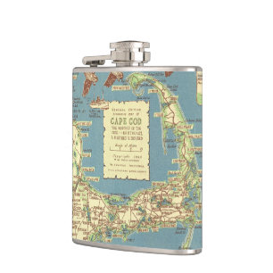 Petaca Mapa de Cape Cod del vintage (1940)