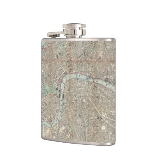 Petaca Mapa de época de Londres Inglaterra (1862)