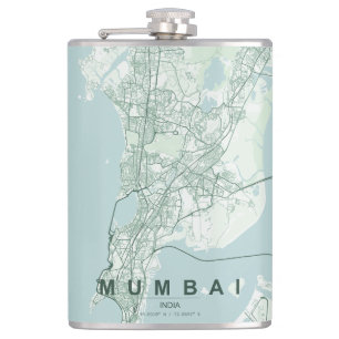 Petaca Mapa de la ciudad de Mumbai India Diseño minimalis