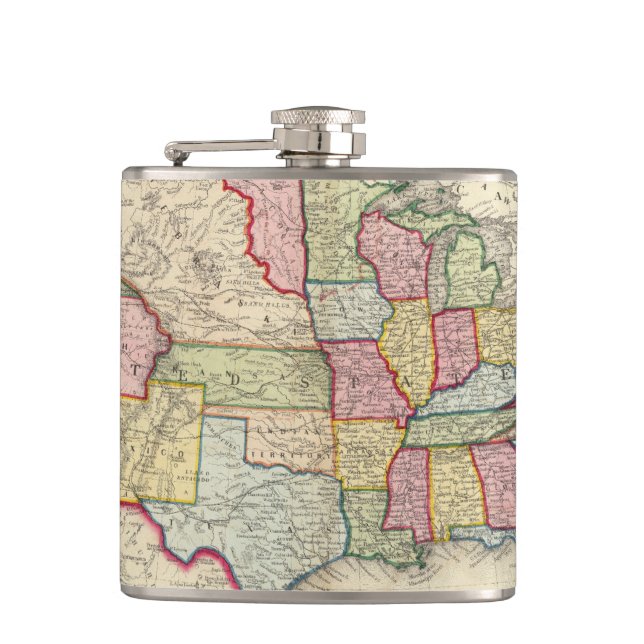 Petaca Mapa de los Estados Unidos, y de los territorios (Anverso)