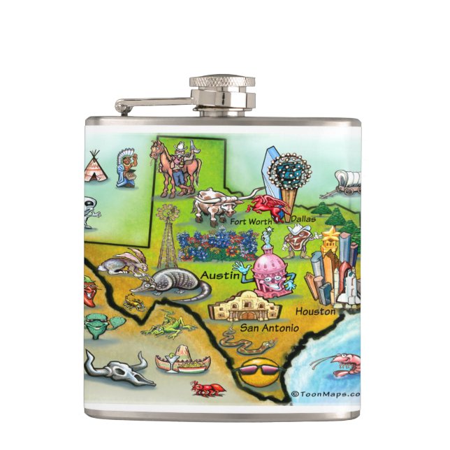 Petaca Mapa de Personalizados de Texas (Anverso)