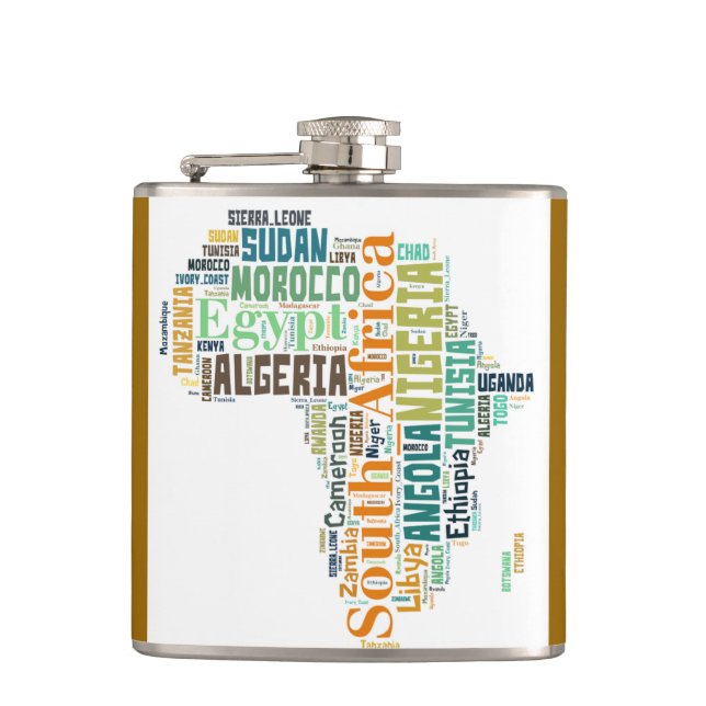 Petaca Mapa del matraz de arte de palabras de África (Anverso)