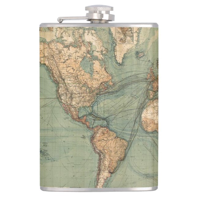 Petaca Mapa del mundo antiguo de la vieja época (Anverso)