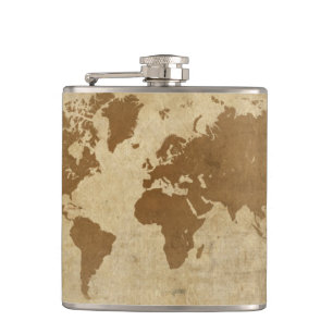 Petaca Mapa del mundo resistido del pergamino