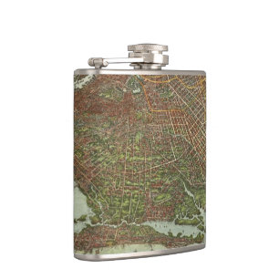 Petaca Mapa del vintage de Brooklyn NY (1908)