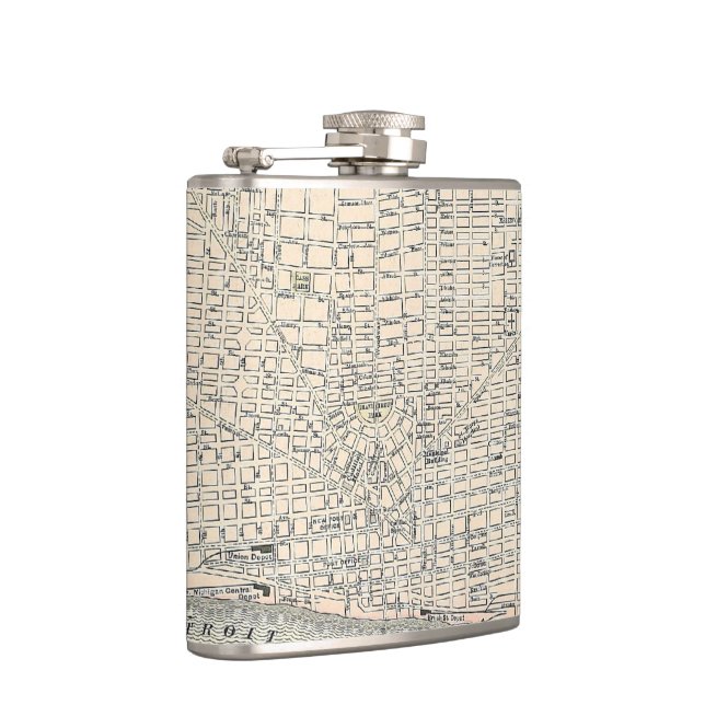 Petaca Mapa del vintage de Detroit (1895) (Derecha)