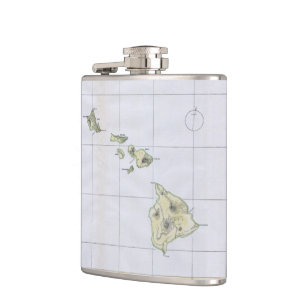 Petaca Mapa del vintage de Hawaii (1883)