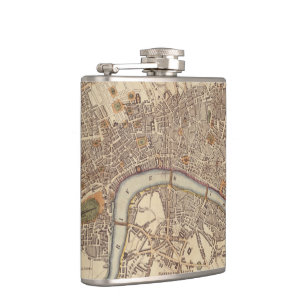 Petaca Mapa del vintage de Londres Inglaterra (1807)